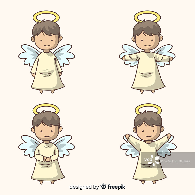 手绘圣诞天使角色合集图片素材