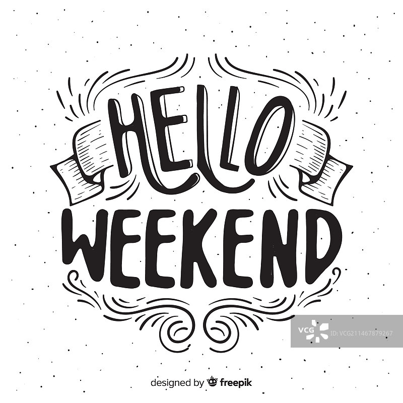 手绘装饰周末问候banner图片素材