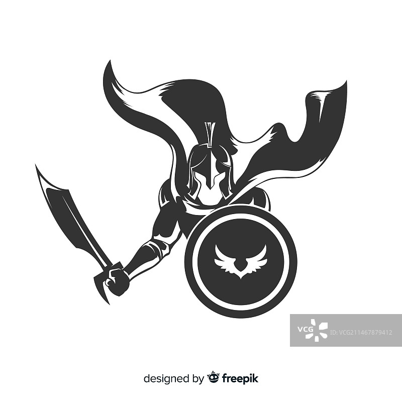 斯巴达勇士持剑剪影图片素材