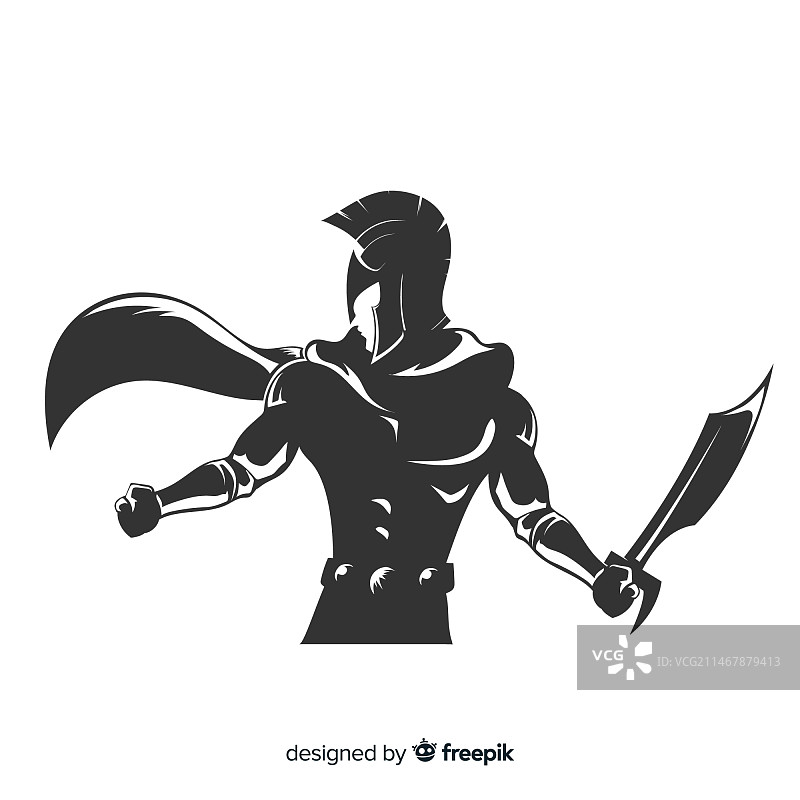 斯巴达勇士持剑剪影图片素材