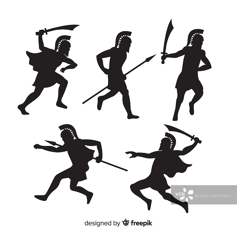斯巴达勇士剪影合集图片素材