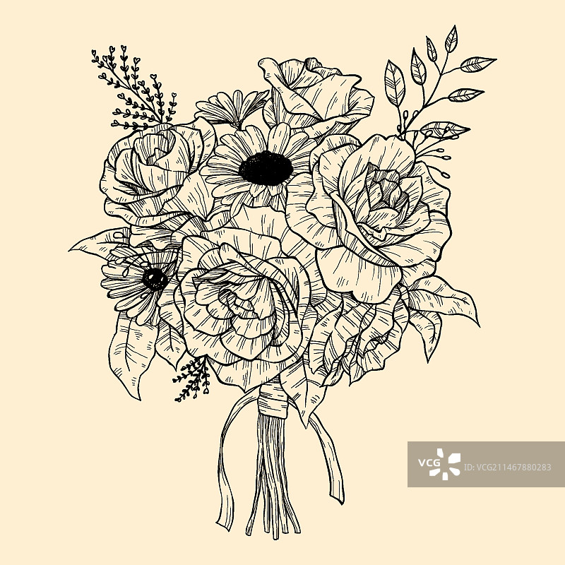 逼真的手绘花束图片素材