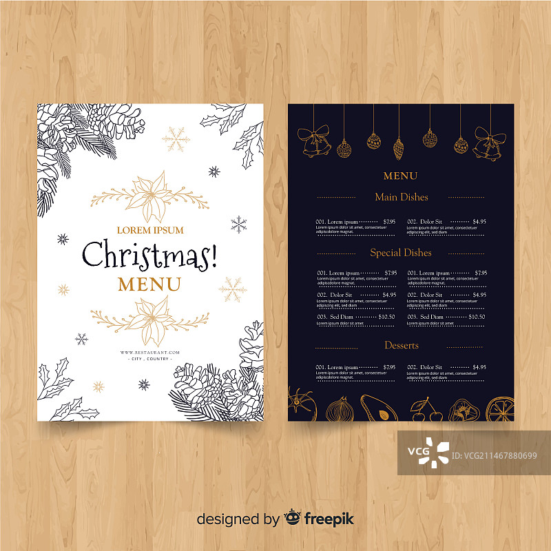 圣诞节手绘松果菜单模板图片素材
