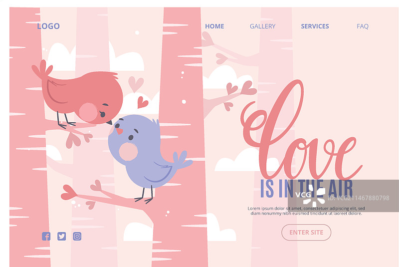 带有情人节的Web模板概念图片素材