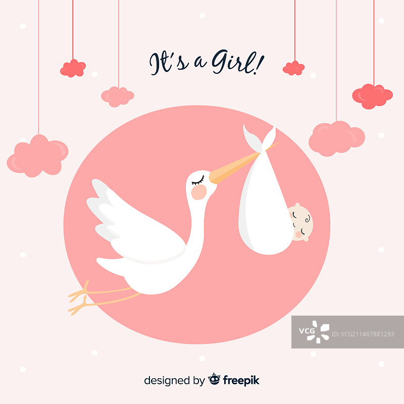 送子鹳婴儿派对卡片合集图片素材