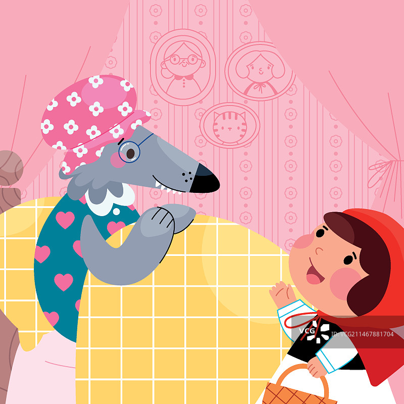 扁平风格小红帽插画图片素材