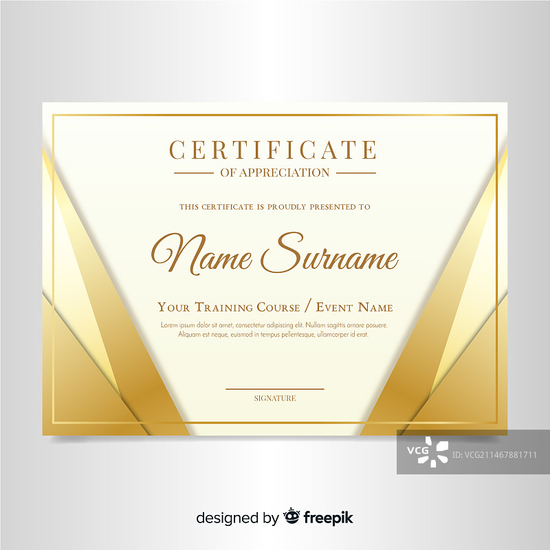 金色设计的优雅证书模板图片素材