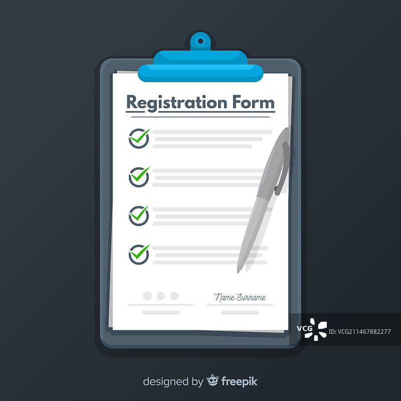 具有扁平设计的注册表模板图片素材