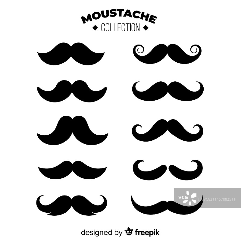 扁平风格原创胡须合集图片素材