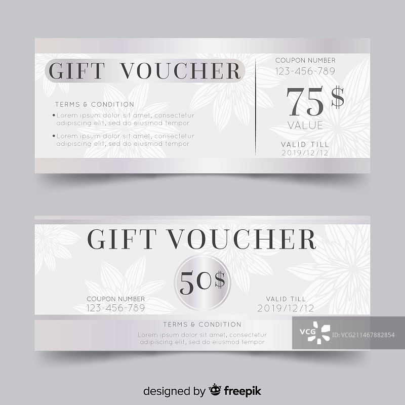 银色礼品券图片素材