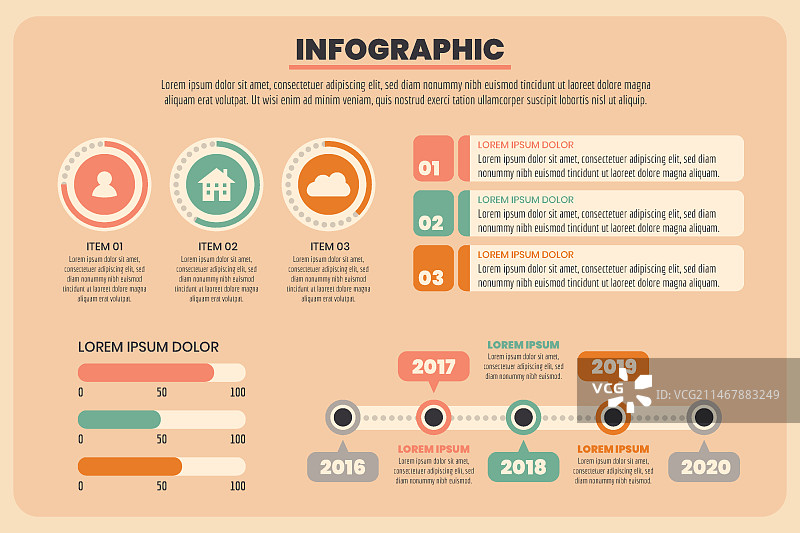 复古配色信息图设计图片素材
