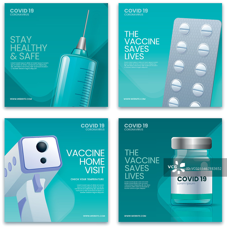 逼真的疫苗Instagram帖子合集图片素材