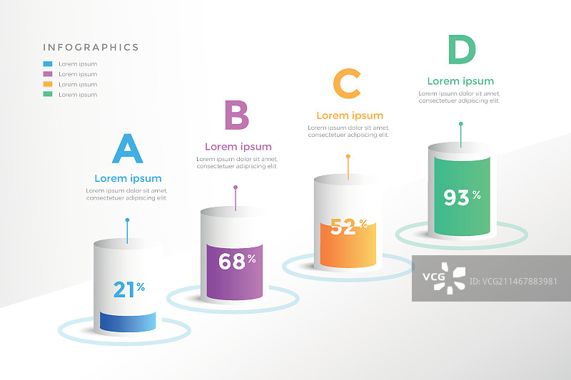 3D条形图信息图概念图片素材