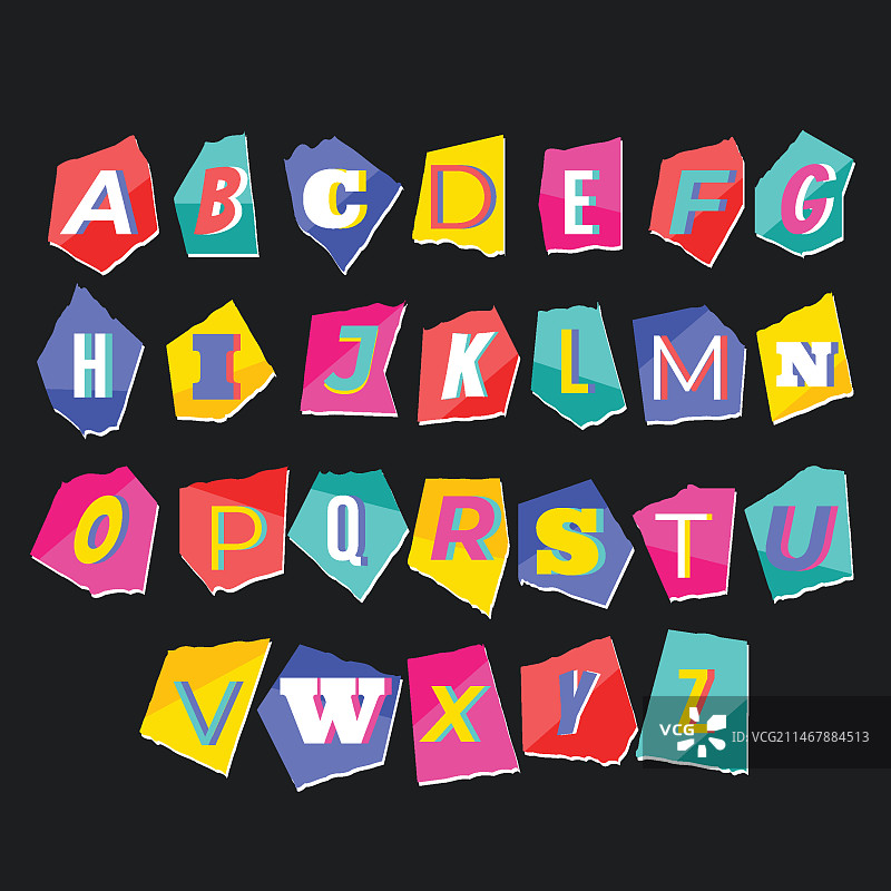 纸张风格的字母信集图片素材