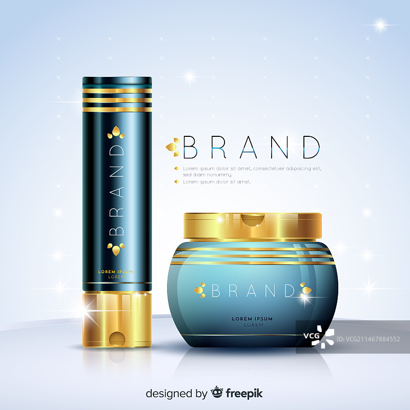 具有逼真设计的化妆品广告图片素材