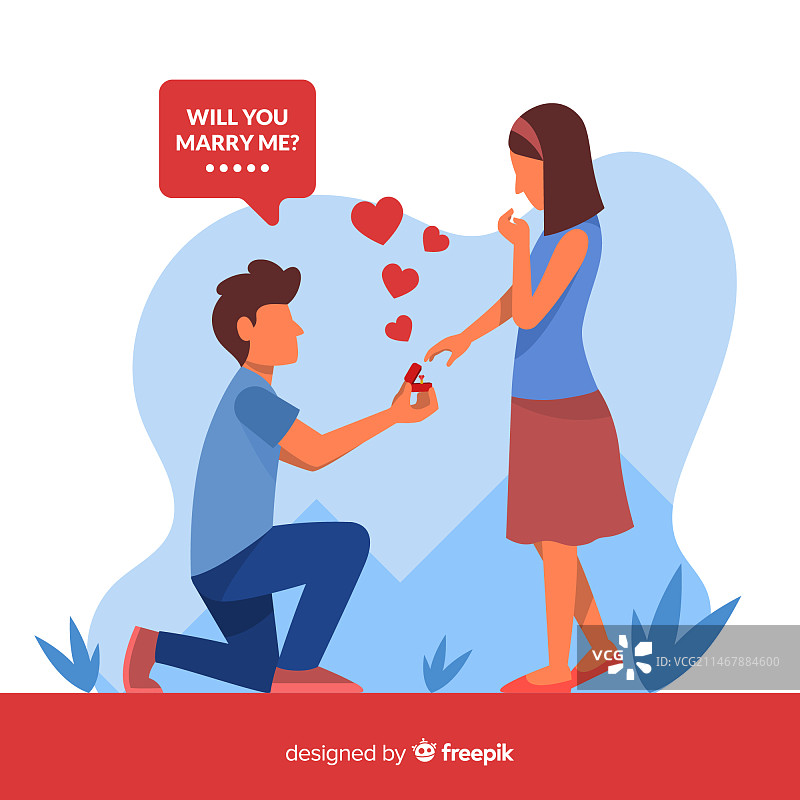 扁平风格的浪漫求婚图片素材
