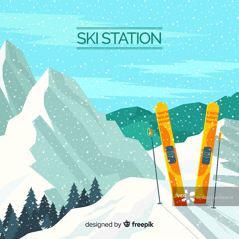 逼真的滑雪站背景图片素材