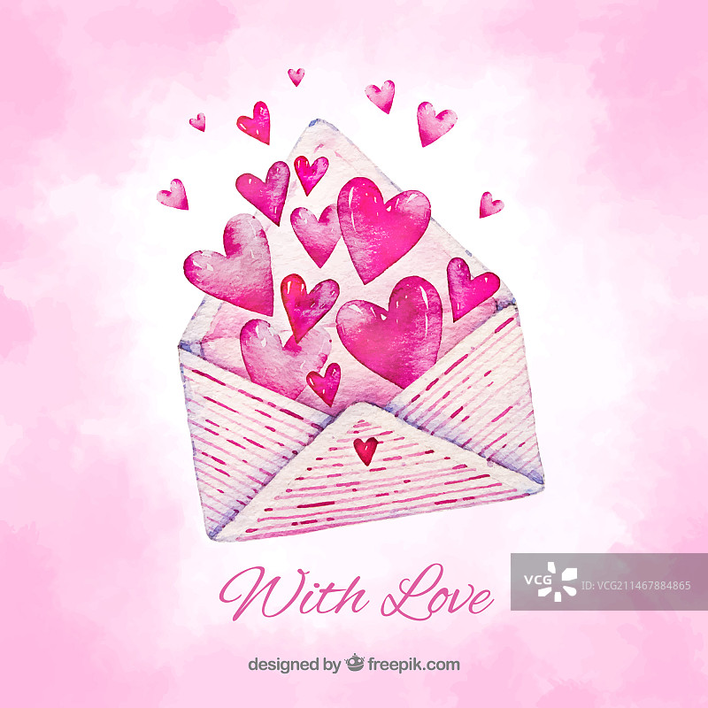 彩色水彩爱心图案图片素材