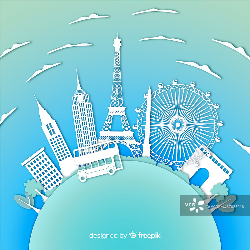 具有扁平设计的优雅纪念碑构图图片素材