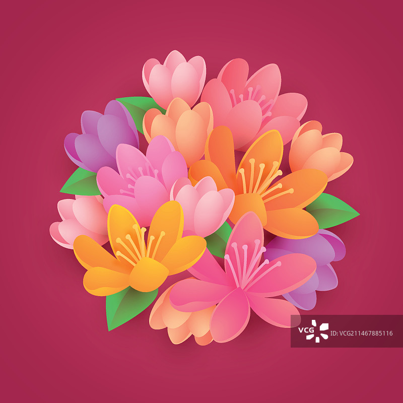 2.5D渐变纸风格花朵图片素材