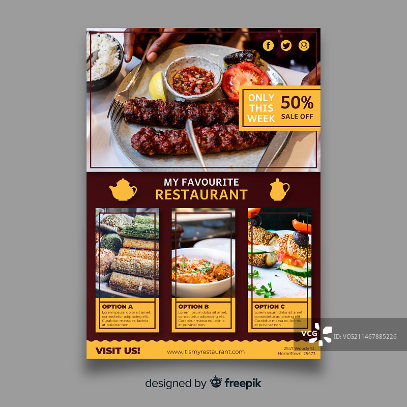 现代餐厅宣传单模板图片素材