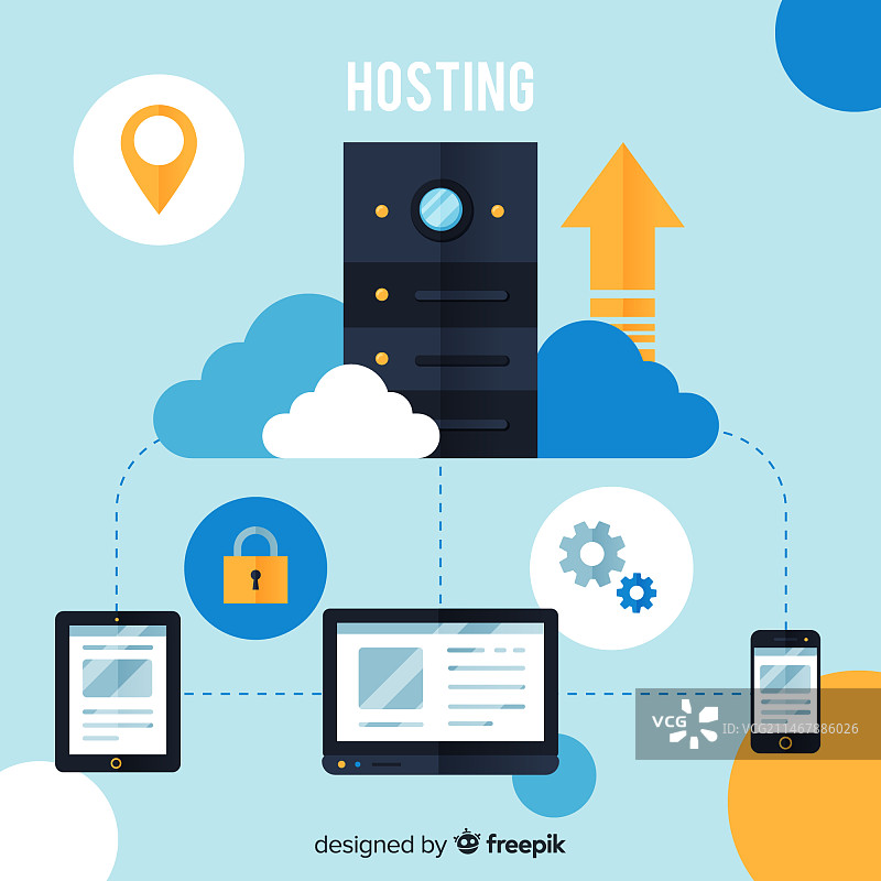 具有扁平设计的现代托管概念图片素材