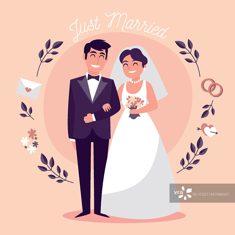 手绘婚礼情侣图片素材