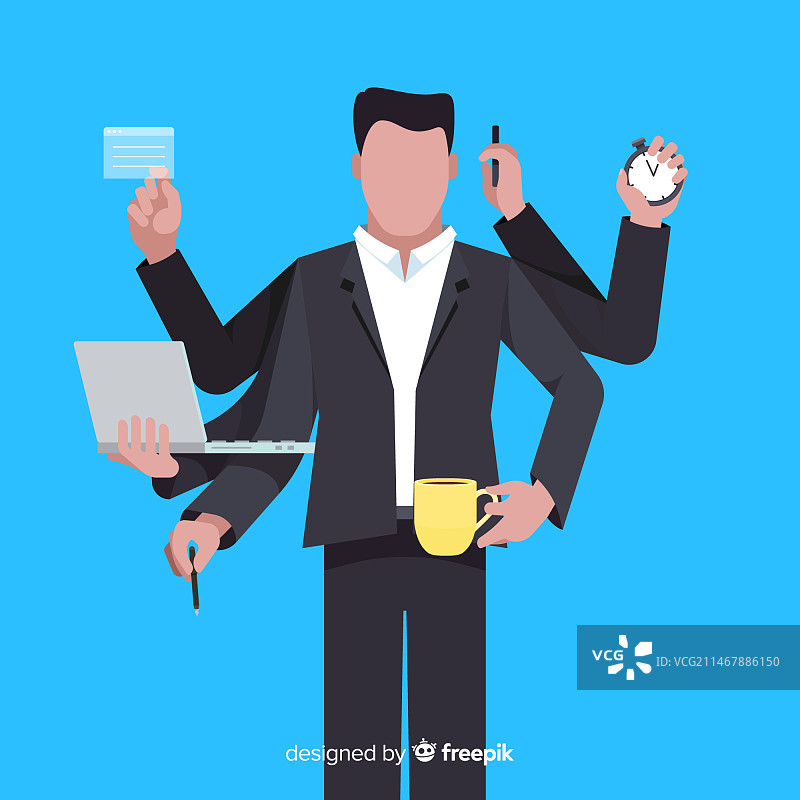 一心多用的男人图片素材