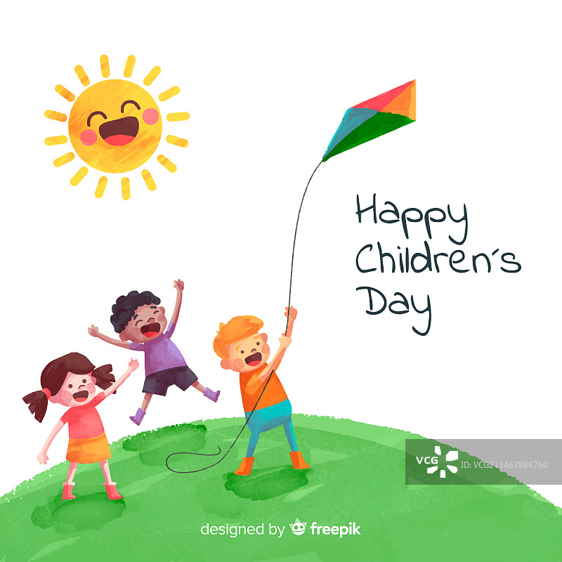 水彩儿童节背景图片素材