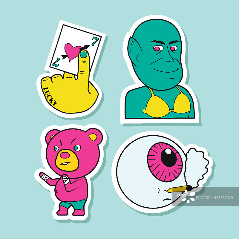 手绘趣味贴纸合集图片素材