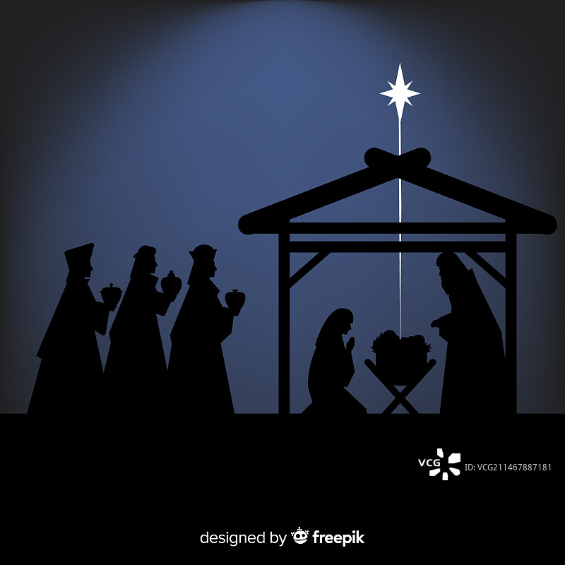 阴影下的耶稣诞生场景图片素材