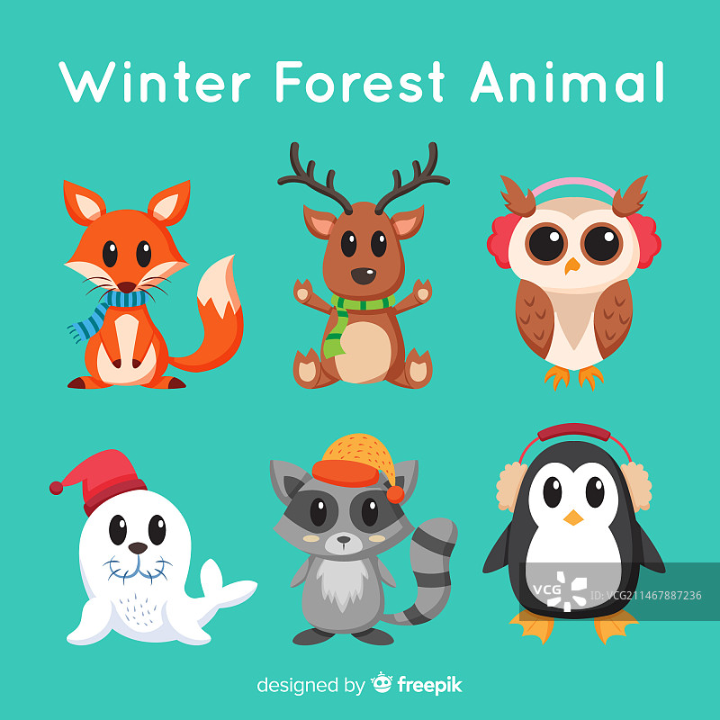 冬季森林动物合集图片素材