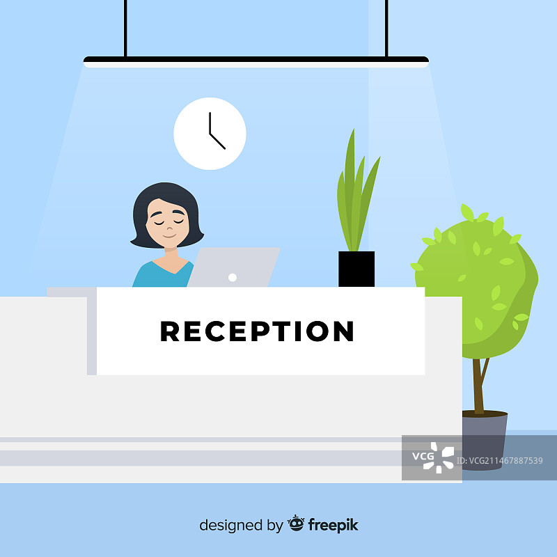 具有扁平设计的现代接待台图片素材