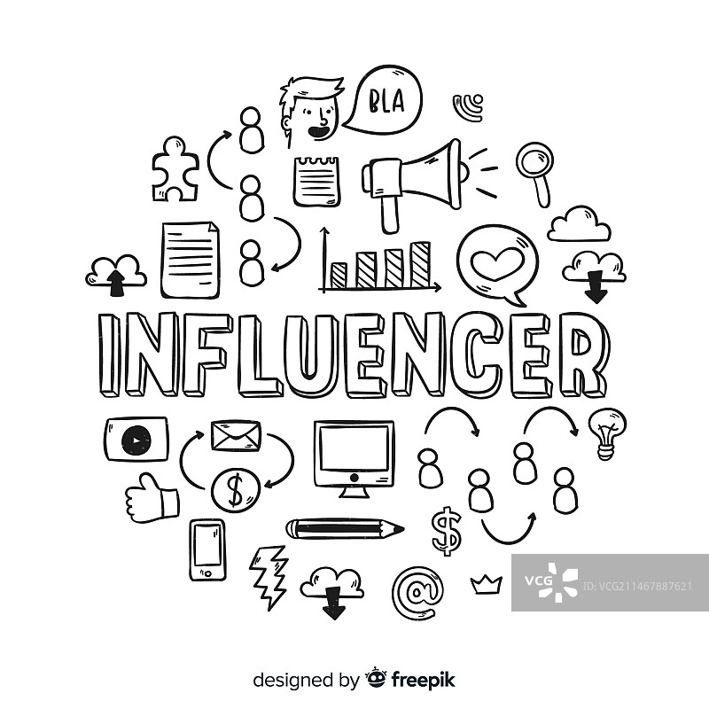 现代手绘网红概念图片素材