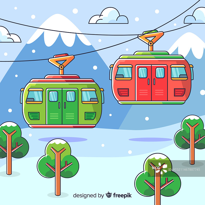 可爱的冬季手绘风景图片素材