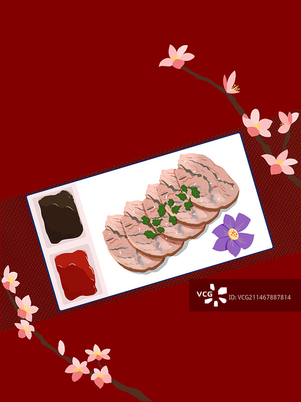 年夜饭美食插画卤牛肉图片素材