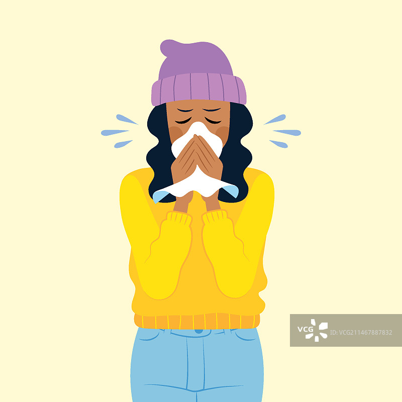 感冒的人的插图图片素材