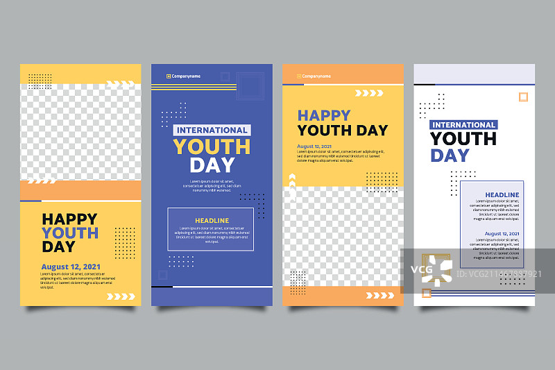 含照片的扁平风国际青年日快拍合集图片素材