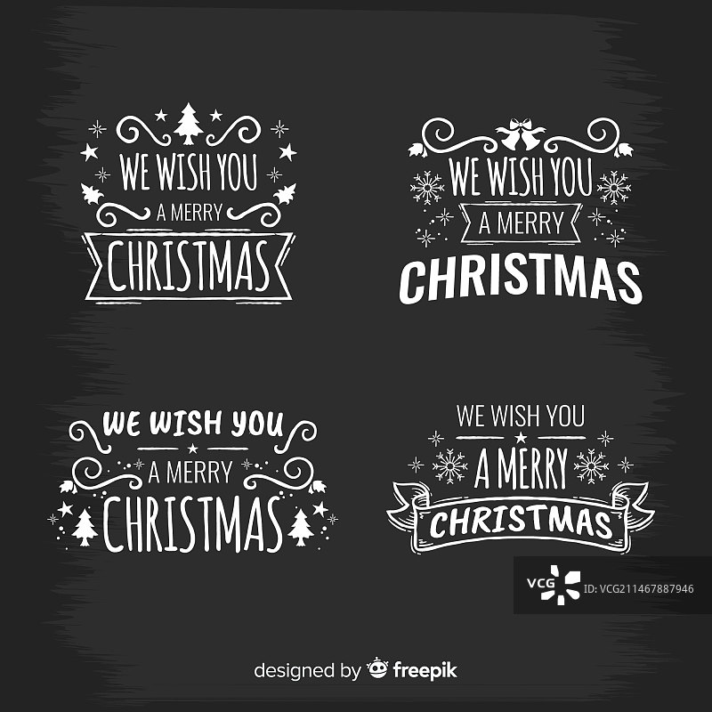 优雅的黑板风格圣诞标签图片素材