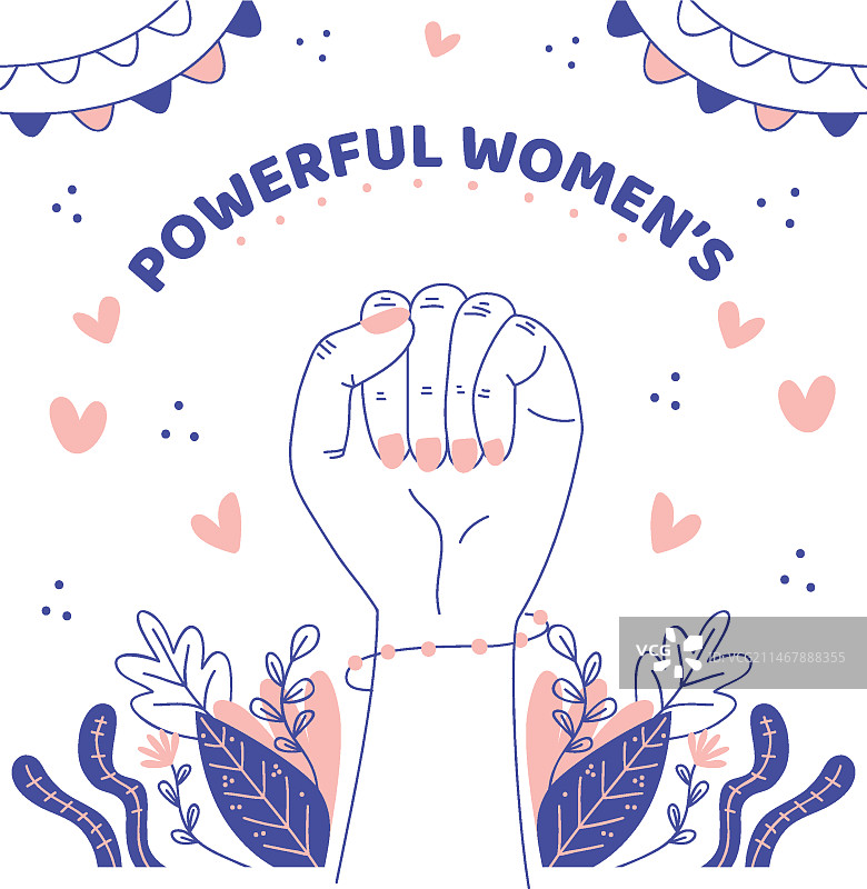 手绘坚强女性图片素材