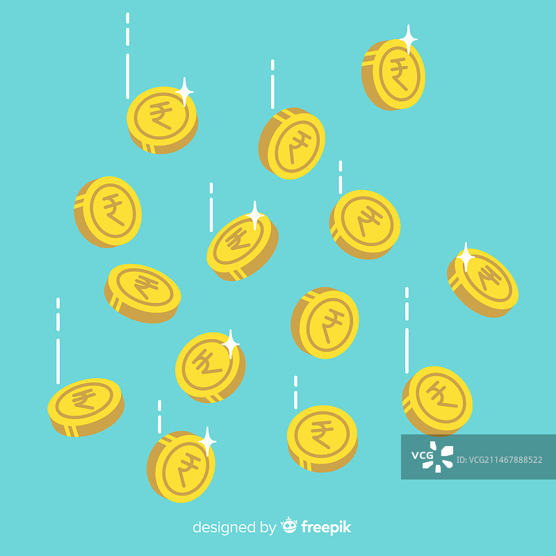 印度卢比硬币掉落背景图片素材