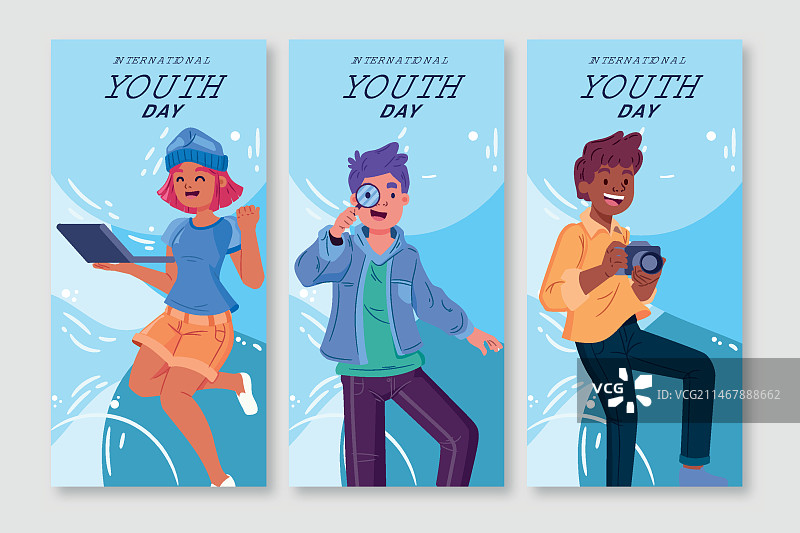 国际青年日手绘banner合集图片素材