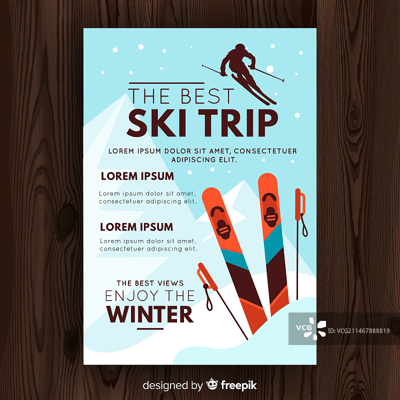 滑雪旅行宣传单模板图片素材