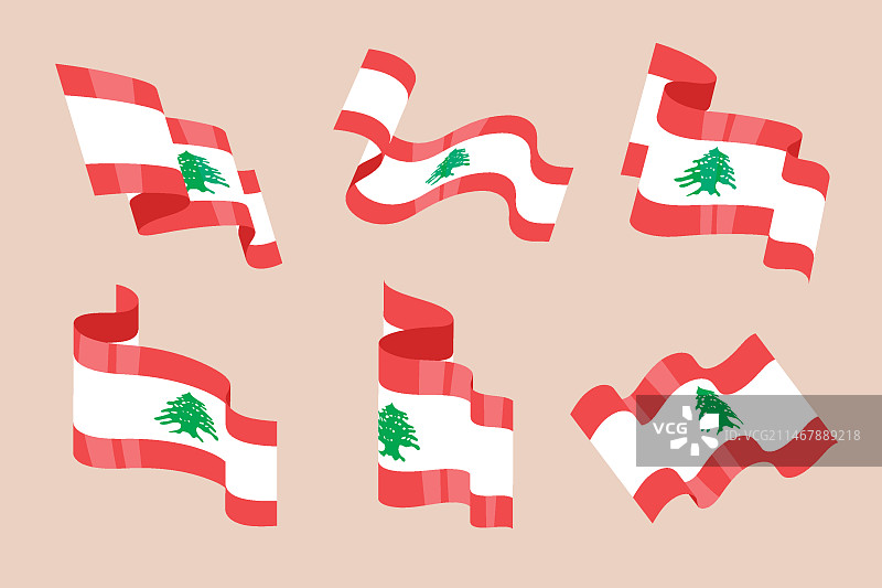 黎巴嫩国旗扁平化设计图片素材