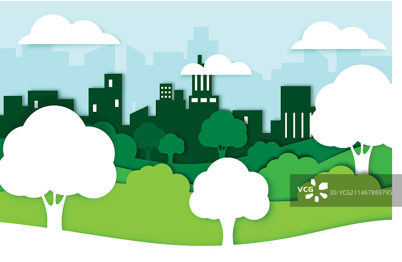 纸质风格的生态概念与树木图片素材