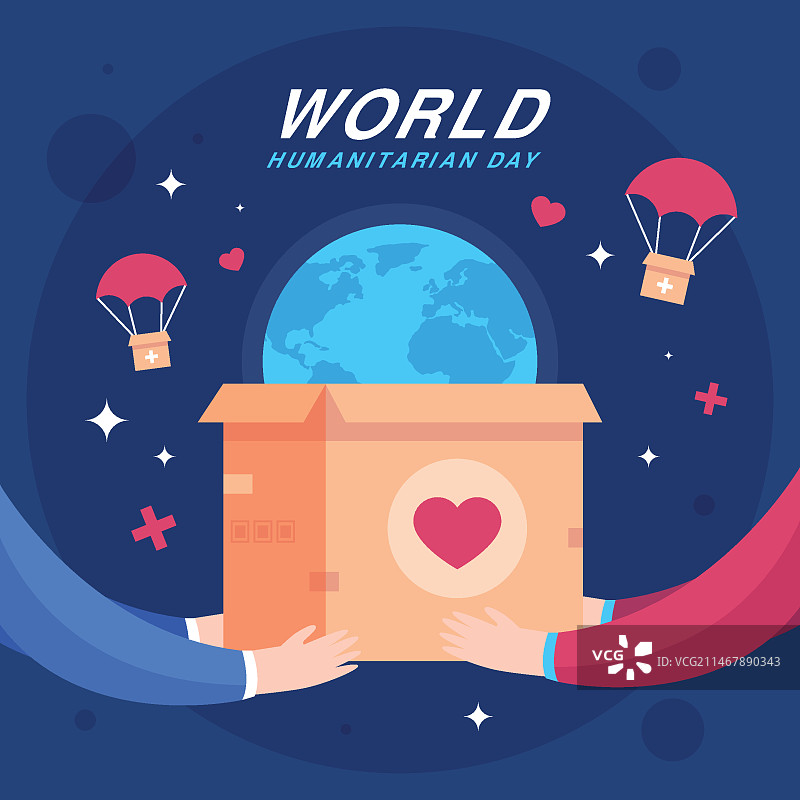 扁平风世界人道主义日插画图片素材