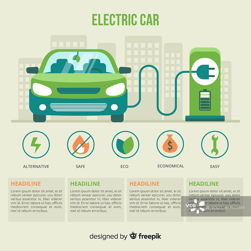 电动汽车信息图图片素材