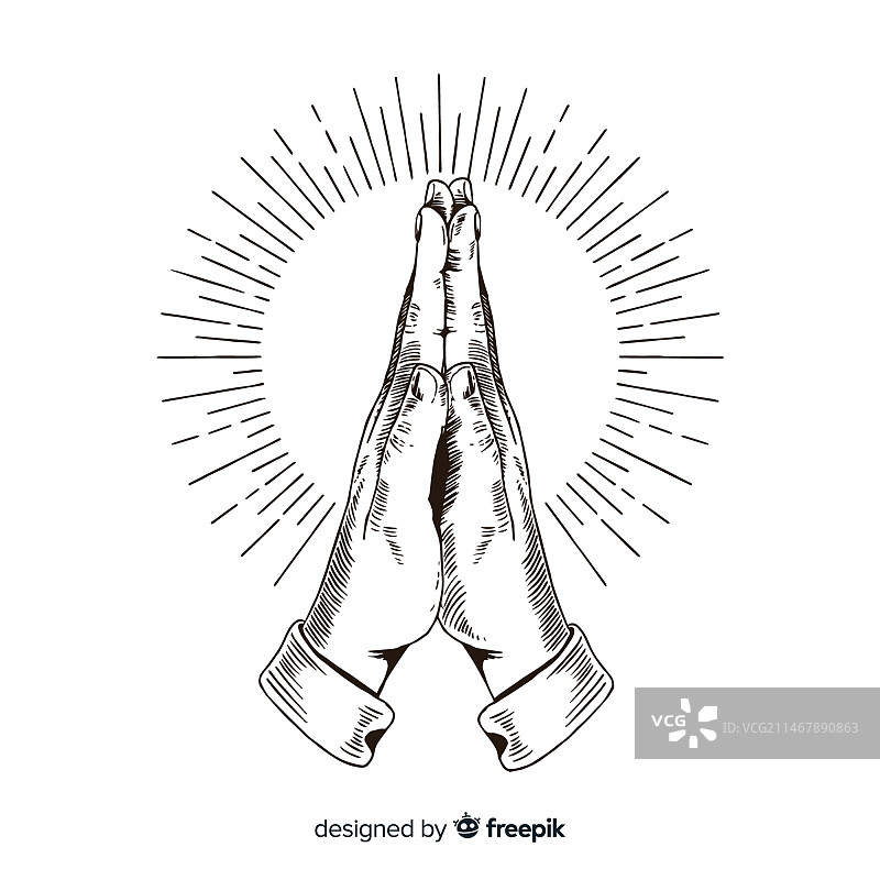 手绘祈祷之手背景图片素材