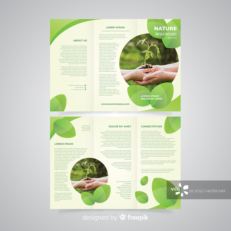 自然三折宣传册图片素材