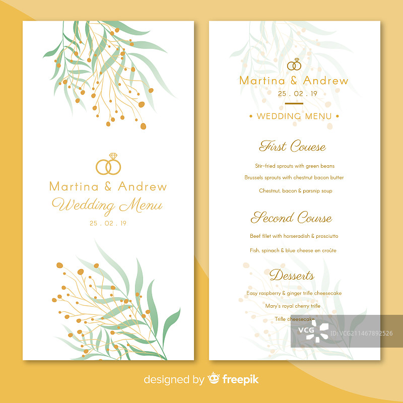 婚礼菜单模板图片素材